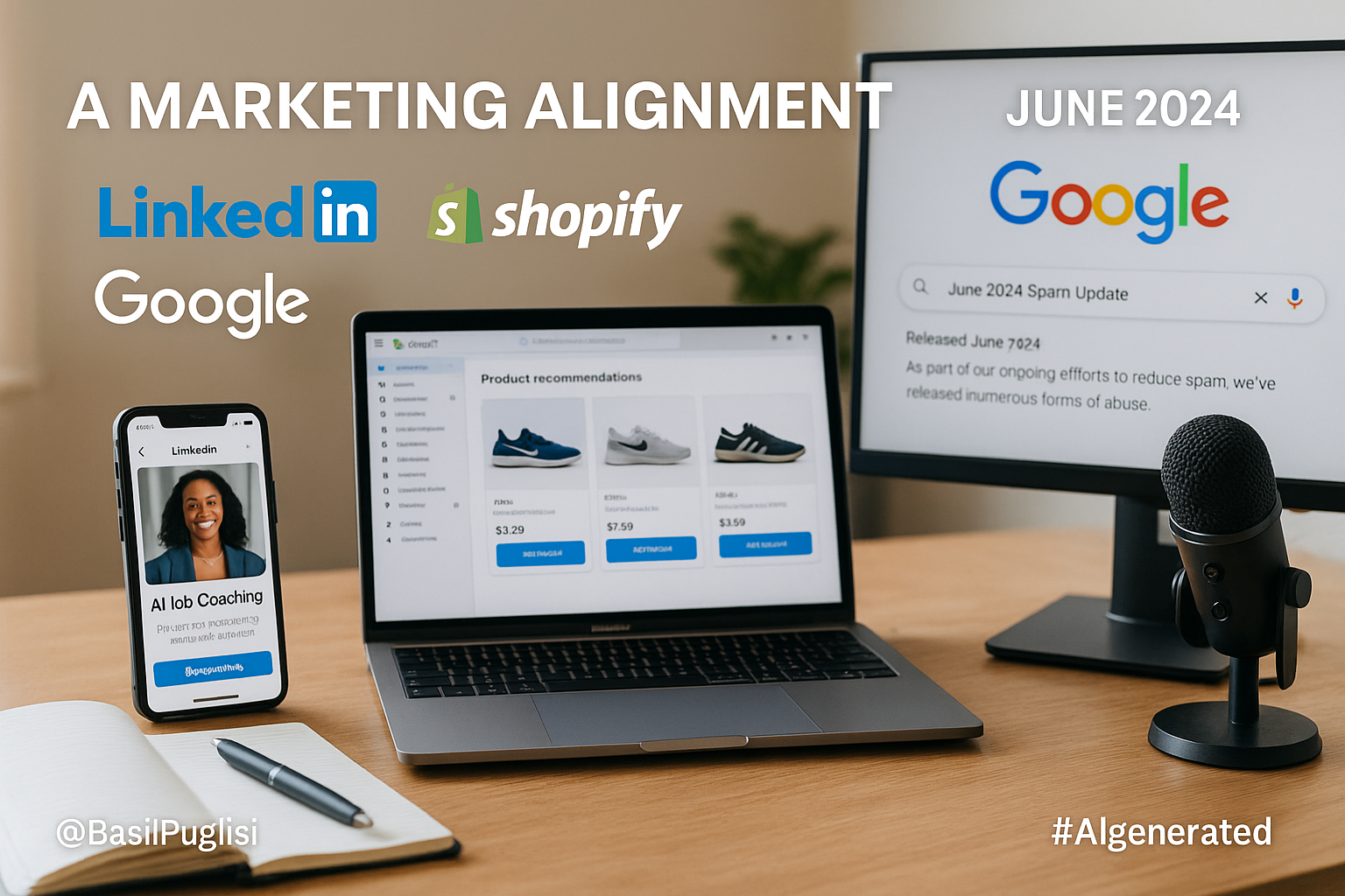 LinkedIn AI coaching, Shopify AI recommendations, Google spam update, AI job tools, eCommerce personalization, SEO updates, engagement KPIs