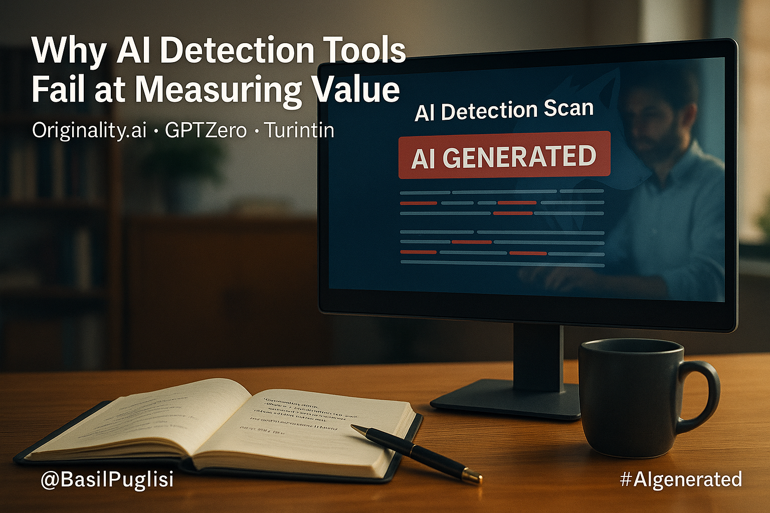AI detection, Originality.ai, GPTZero, Turnitin, Copyscape, Writer.com, Basil Puglisi, content strategy, false positives