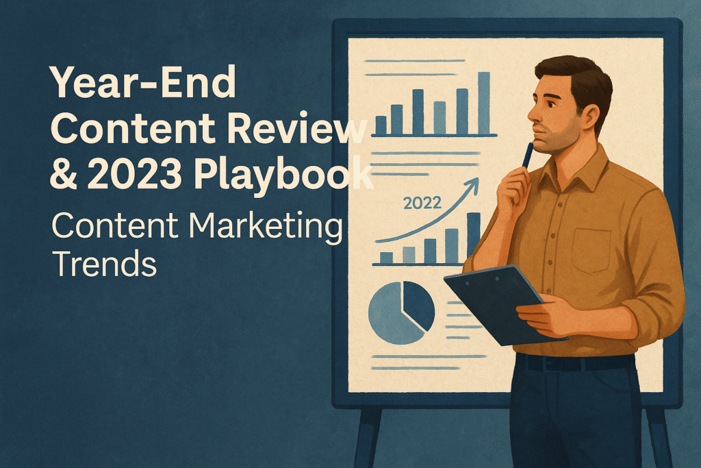 content marketing trends, digital marketing predictions, marketing strategy review, content strategy 2023, content refresh, year-end content review, backlink strategy, interactive content 2022